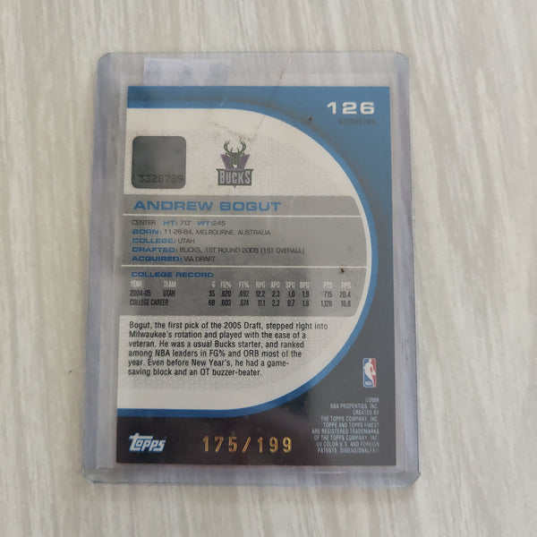 2006 Topps Finest Rookie Card Andrew Bogut Signature Card NBA Basketball Card 175/199