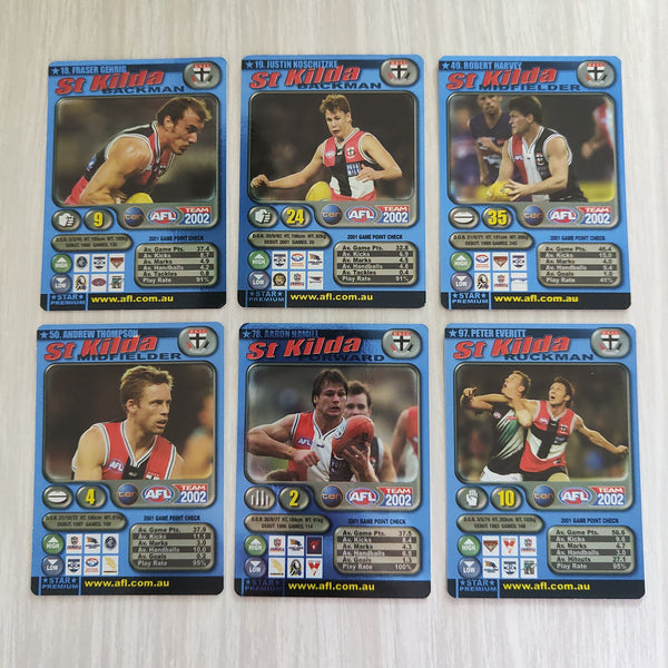 2002 Teamcoach Blue Prize Card Team Set St Kilda