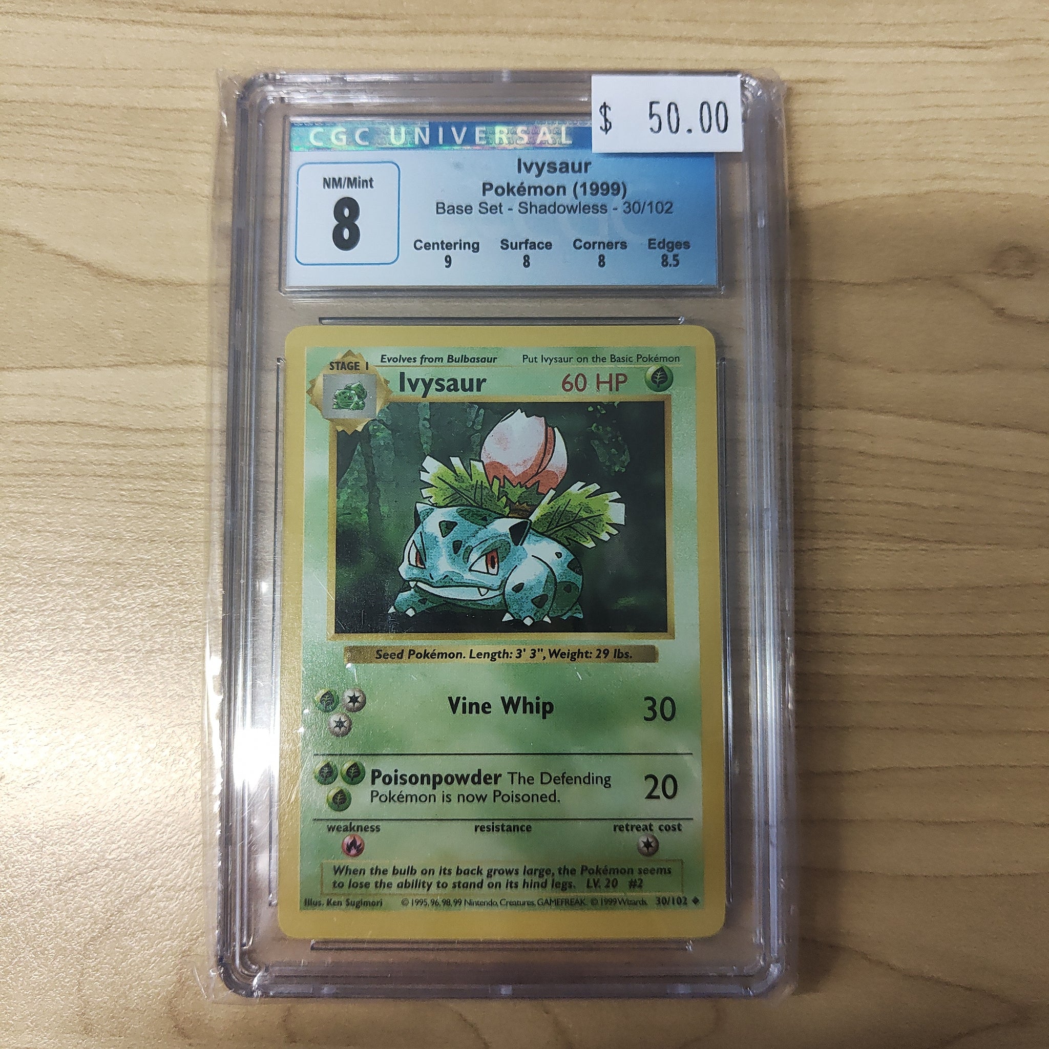1999 Pokemon Ivysaur Shadowless #30 CGC Graded NM/Mint Pokemon Card Shields Stamps & Coins 1999 Pokemon Ivysaur Shadowless #30 CGC Graded NM/Mint Pokemon Card Shields Stamps & Coins