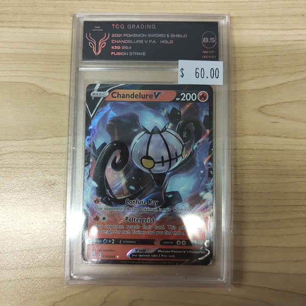 2021 Pokemon Sword & Shield Chandelure V FA Holo  #39 TCG Graded 8.5 NM/MT+ Pokemon Card