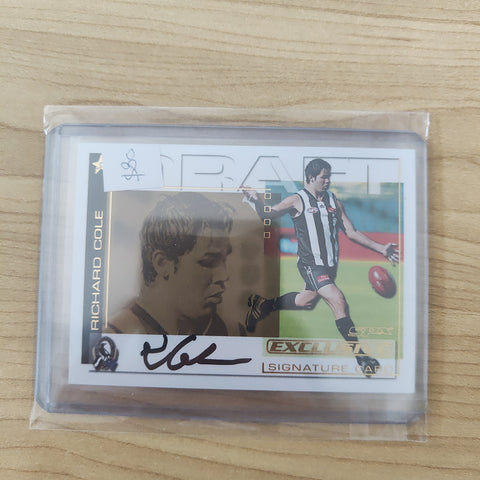2002 Select SPX Gold Draft Pick Signature Richard Cole Collingwood