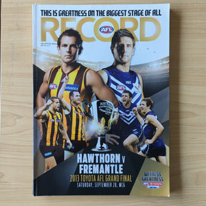 2013 Grand Final AFL Football Record Hawthorn v Fremantle