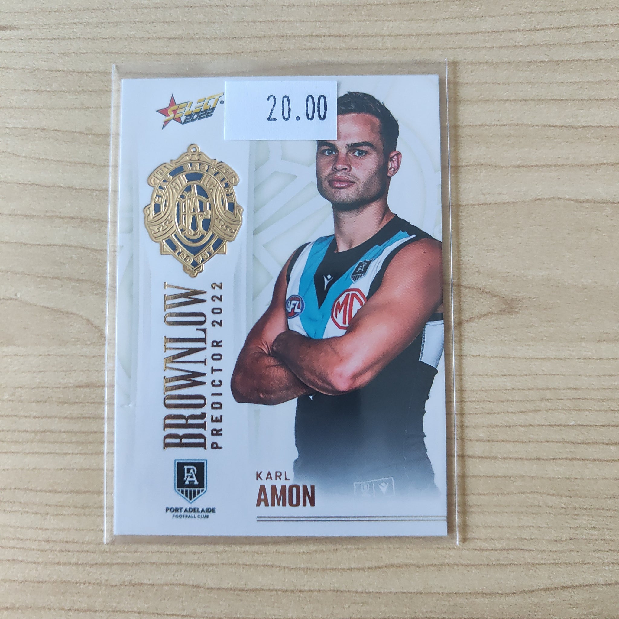 2022 AFL Footy Stars Brownlow Predictor Gold Karl Amon Port Adelaide 158/185