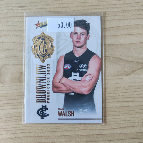 2022 AFL Footy Stars Brownlow Predictor Gold Sam Walsh 058/185