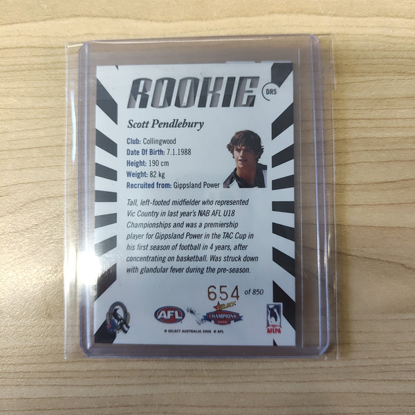 2006 Select Champions Rookie Scott Pendlebury Collingwood No.654/850
