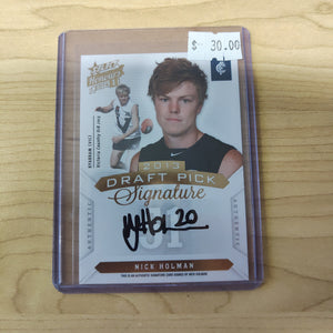 2014 AFL Select Honours 1 Draft Pick Signature Nick Holman Carlton No. 056/400