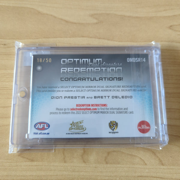 2022 Select Optimum Dual Signature Redemption Dion Prestia and Brett Deledio Richmond No. 18/50