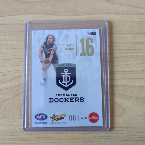 2022 AFL Footy Stars Numbers Daylight David Mundy Fremantle LOW NUMBER 001/190