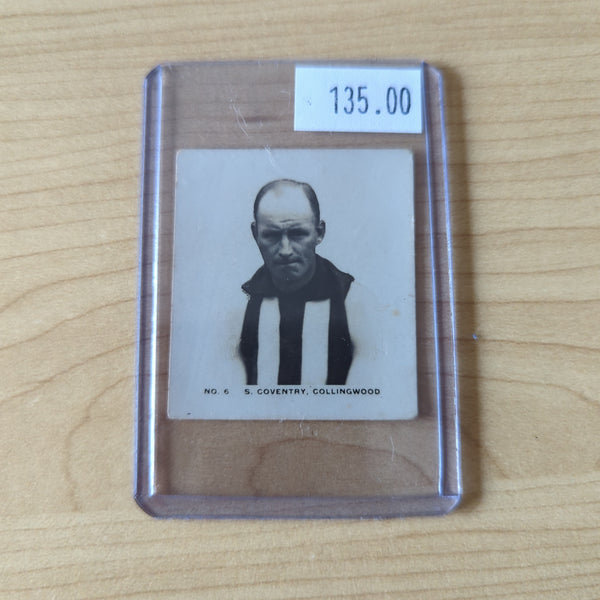VFL 1929 Black Crow "Griffiths" Football Series No.6 Syd Coventry Collingwood Football Club Trading Card