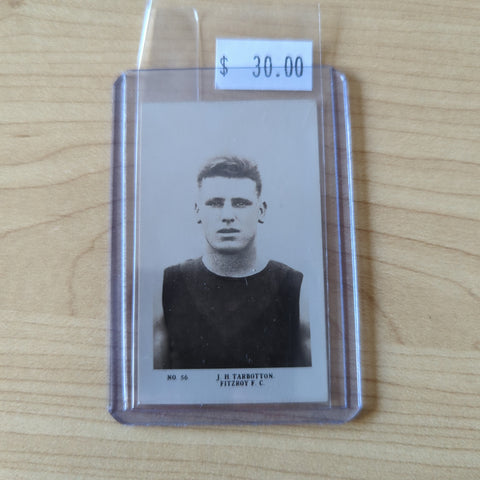 VFL 1923 Magpie Cigarettes J.J. Schuh Leading Footballers No.56 J. H. Tarbotton Fitzroy Football Club Cigarette Card