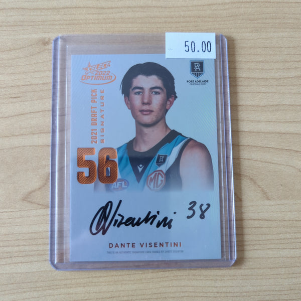 2022 AFL Select Optimum Copper Draft Pick Signature Dante Visentini Port Adelaide LOW NUMBER No.003/170