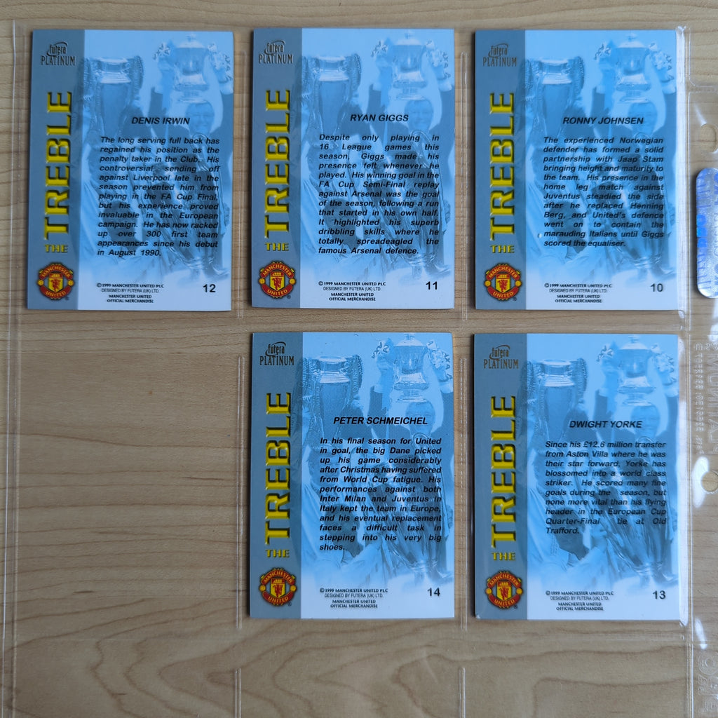 1999 Soccer Football Futera The Treble Manchester United Card Set