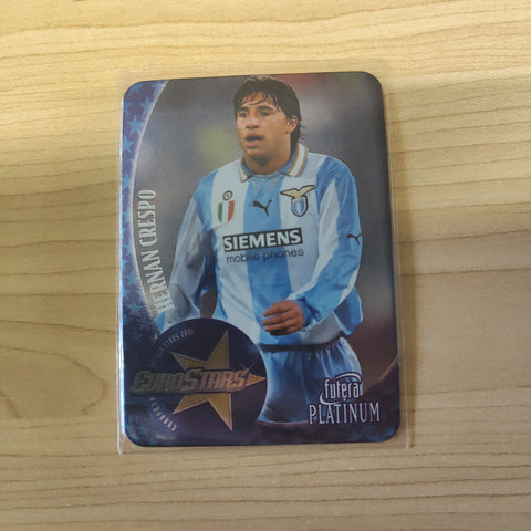 2001 Futera Platinum Euro Stars Hernan Crespo Argentina Soccer Card