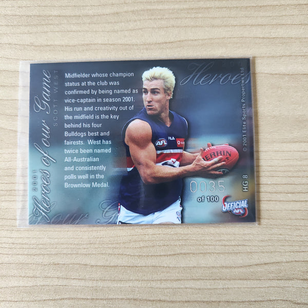 2001 AFL Heroes of our Game Signature Scott West Western Bulldogs No.035/100