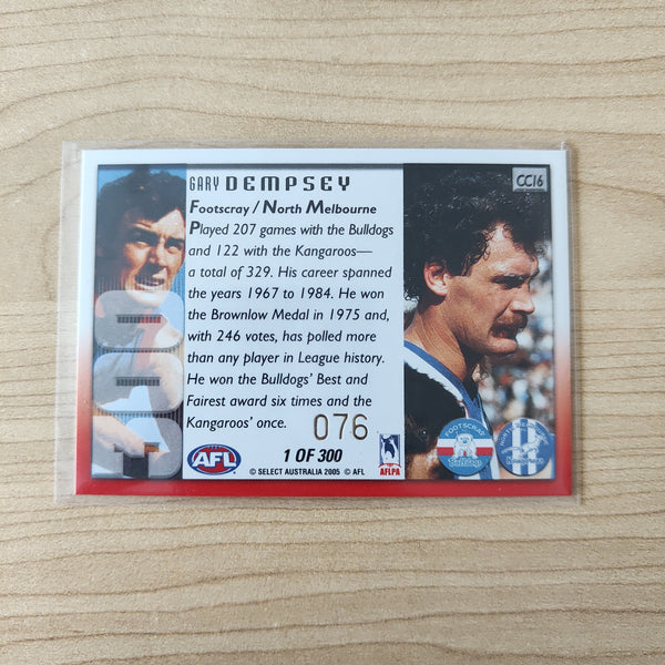 2005 Select Dynasty 300 Game Case Card Gary Dempsey Footscray Western Bulldogs No.076
