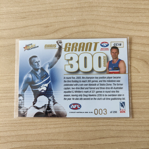 2006 Select Supreme 300 Game Case Card Chris Grant Western Bulldogs LOW NUMBER No.003