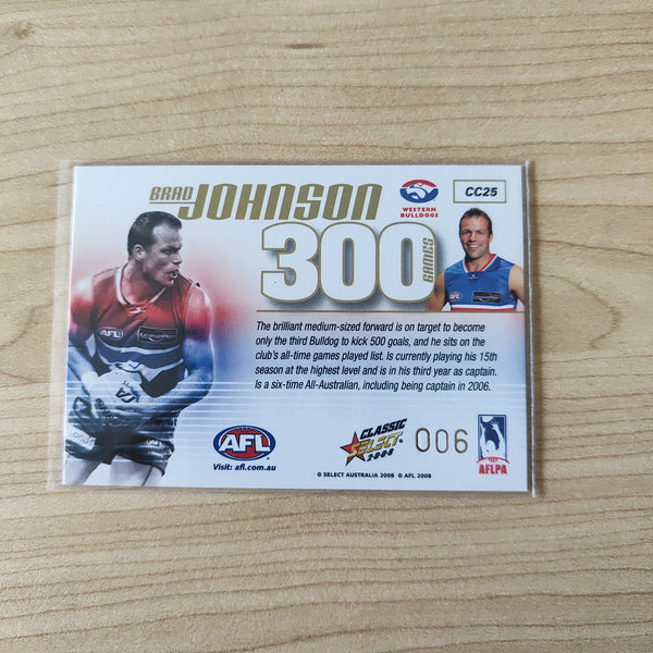 2008 Select Classic 300 Game Case Card Brad Johnson Western Bulldogs No.006