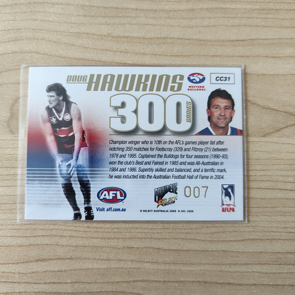 2009 Select Pinnacle 300 Game Case Card Doug Hawkins Western Bulldogs Jumper No.007