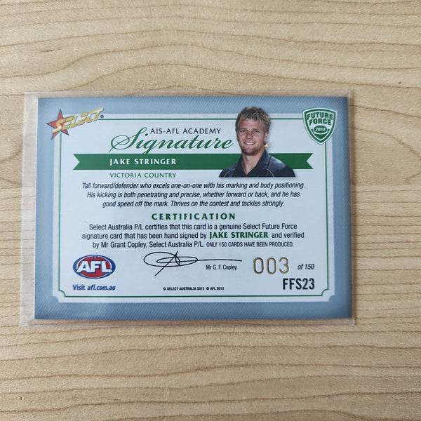 2012 Select Future Force Green Signature Jake Stringer Western Bulldogs No.003/150