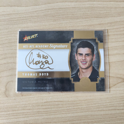 2013 Select Gold Draft Pick Signature Thomas Boyd Western Bulldogs LOW NUMBER No.007/40