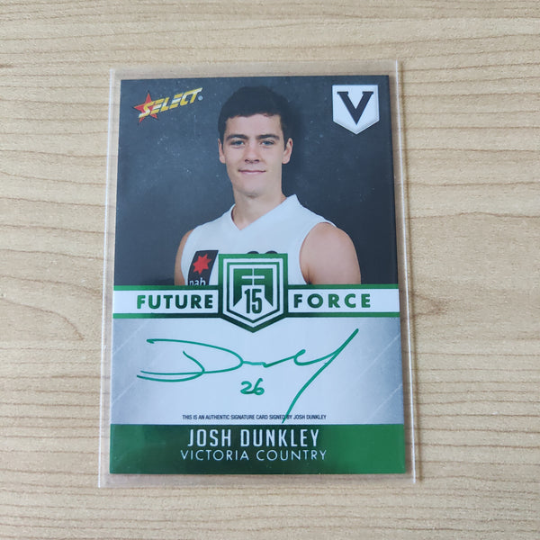 2015 Select Future Force Green Signature Josh Dunkley Western Bulldogs LOW NUMBER No.008/40