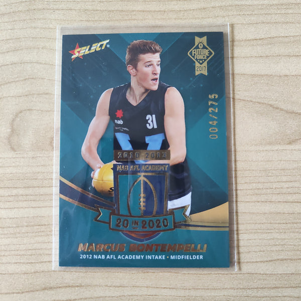 2017 Select Future Force 20 in 2020 Marcus Bontempelli Western Bulldogs LOW NUMBER No.004/275