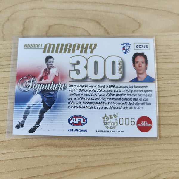 2017 Select Certified 300 Game Signature Case Card Robert Murphy Western Bulldogs LOW NUMBER No.006