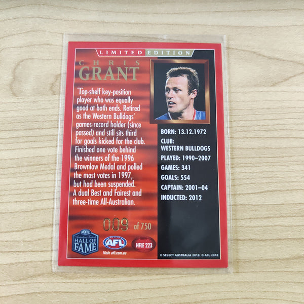 2018 Select Hall of Fame Limited Edition Chris Grant Western Bulldogs LOW NUMBER No.009/750