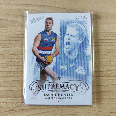 2019 Select Supremacy Silver Base Card Lachie Hunter Western Bulldogs No.07/90