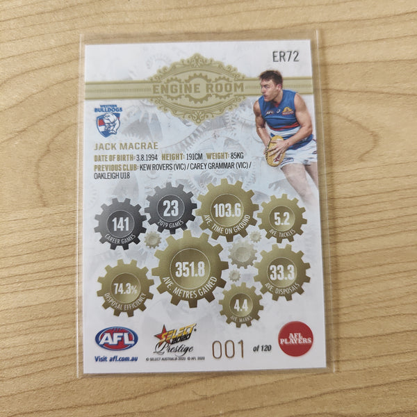 2020 Select Prestige Engine Room Jack Macrae Western Bulldogs LOW NUMBER No.001/120