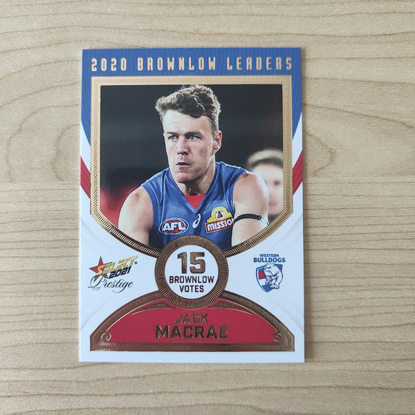 2021 Select Prestige Brownlow Leaders Jack Macrae Western Bulldogs JUMPER NUMBER No.011/80