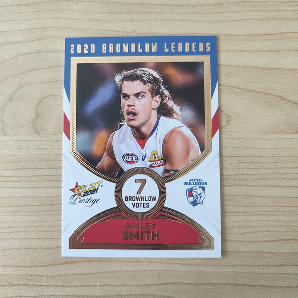 2021 AFL Select Prestige Brownlow Leaders Bailey Smith Western Bulldogs Jumper Number 006/80