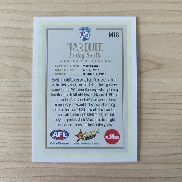 2021 Select Marquee Bailey Smith Western Bulldogs LOW NUMBER No.08/70