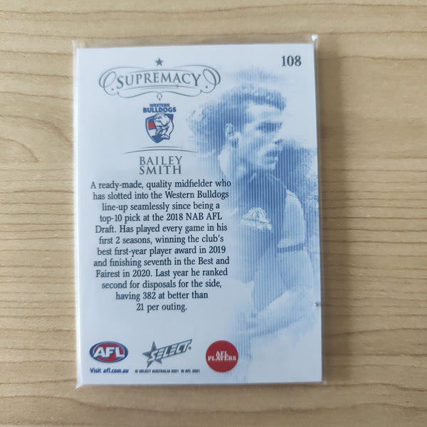 2021 Select Supremacy Base Card Bailey Smith Western Bulldogs No.14/90