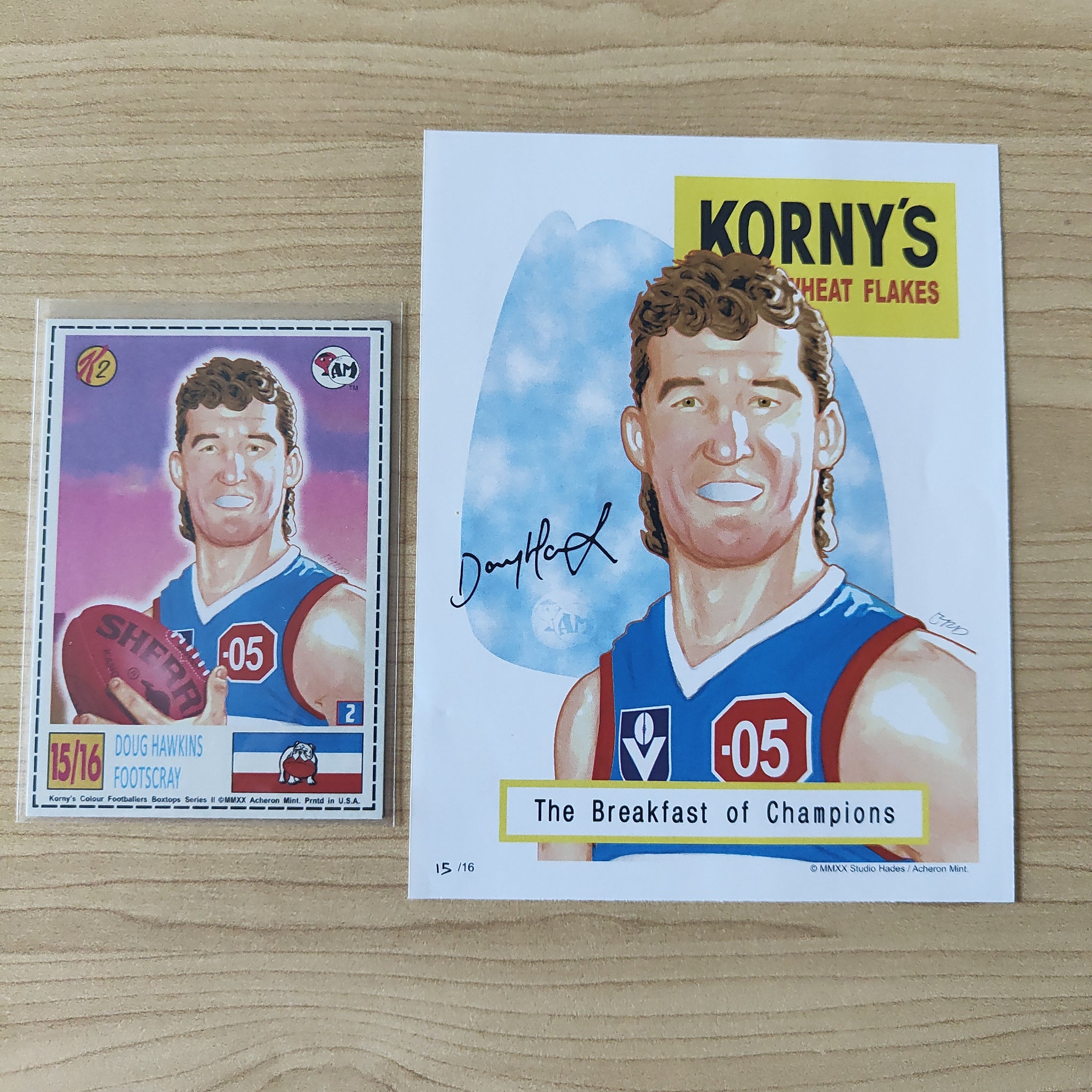 Acheron Mint Studio Hades Korny's Colour Footballers Boxtops II Swap Cards Doug Hawkins Footscray Western Bulldogs 15/16