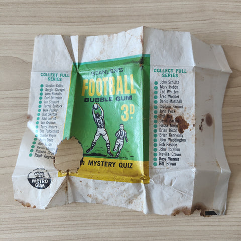 VFL 1965 Scanlens Gum Football Wrapper With Mystery Quiz