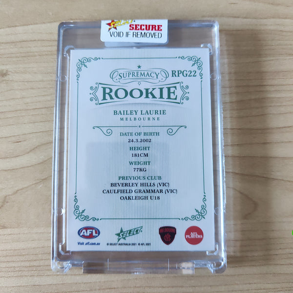 2021 Select Supremacy Green Rookie Bailey Laurie Melbourne No.21/25