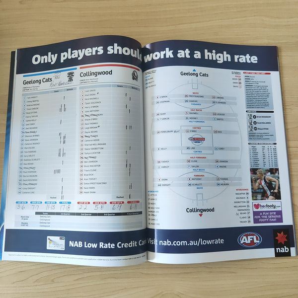 2009 2nd Preliminary Final AFL Football Record Geelong v Collingwood