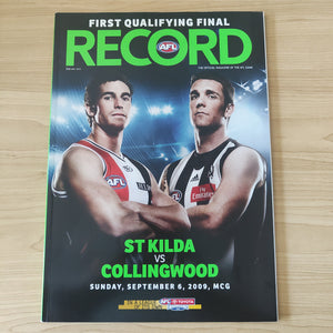 2009 Sept 6 1st Qualifying Final AFL Football Record St Kilda v Collingwood