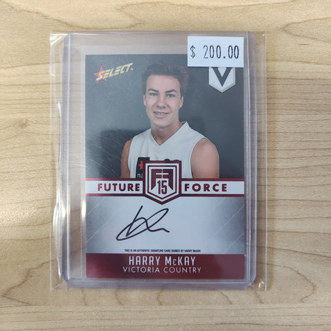 2015 AFL Future Force Red Signature Card Harry McKay Carlton No. 023/200