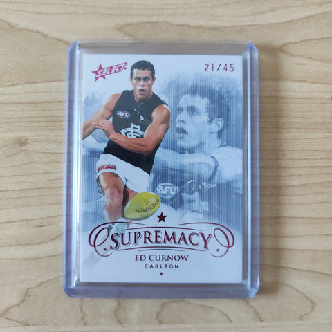 2021 AFL Select Supremacy Red Base Card Ed Curnow Carlton 21/45
