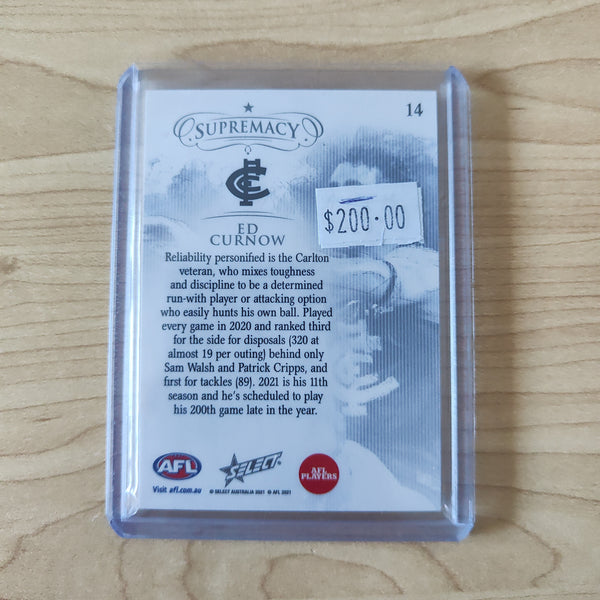 2021 AFL Select Supremacy Red Base Card Ed Curnow Carlton 21/45