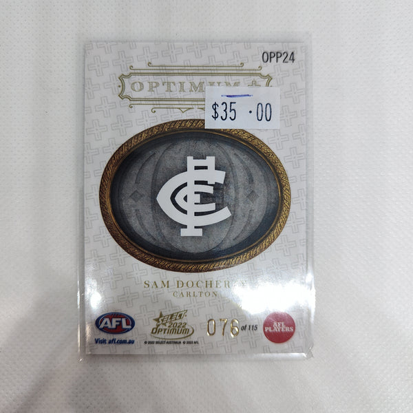 2022 AFL Select Optimum Plus Parallel Sam Docherty Carlton No.76/115