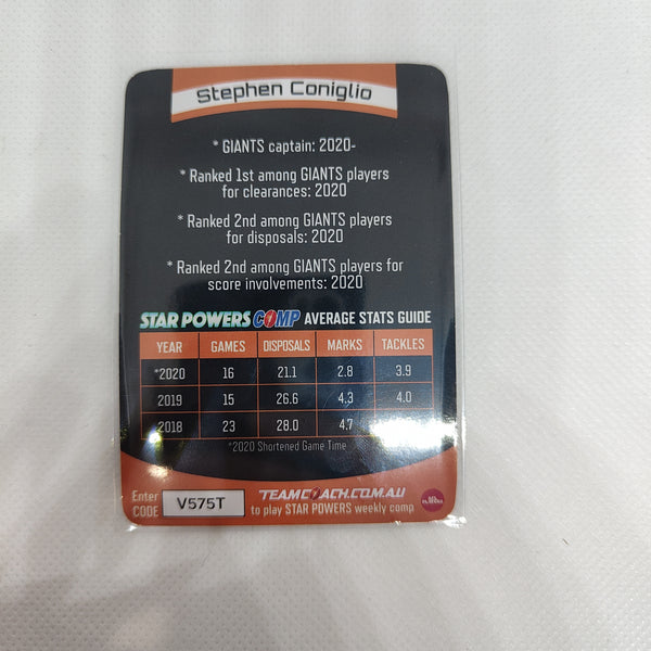 2021 Teamcoach Mega Star Powers Stephen Coniglio GWS SP-41 MISCUT