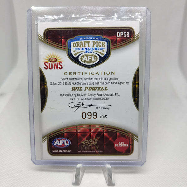 2018 Select Legacy Draft Pick Signature Wil Powell Gold Coast No.99/180