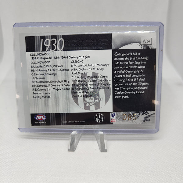 2010 Select Prestige 1930 Premiers Collingwood No.85/400