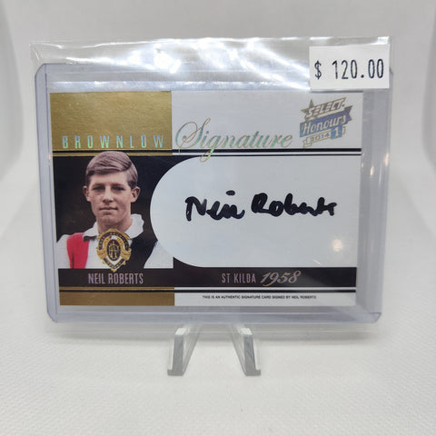 2014 Select Honours 1 Brownlow Signature Neil Roberts St Kilda 1958 184/200
