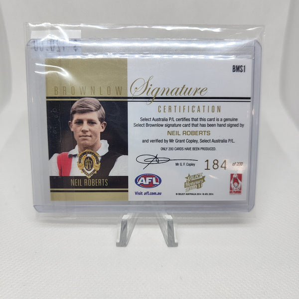 2014 Select Honours 1 Brownlow Signature Neil Roberts St Kilda 1958 184/200