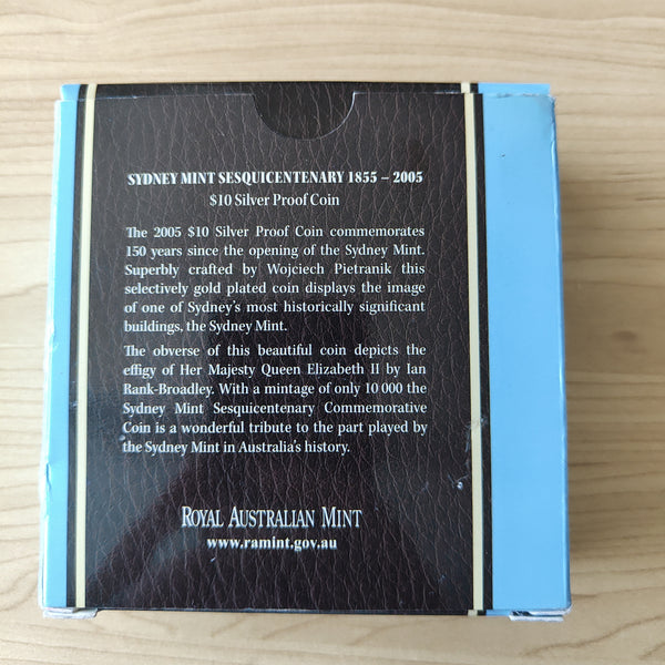Australia 2005 Royal Australian Mint Subscription $10 Sydney Mint Sesquicentenary Silver Proof.