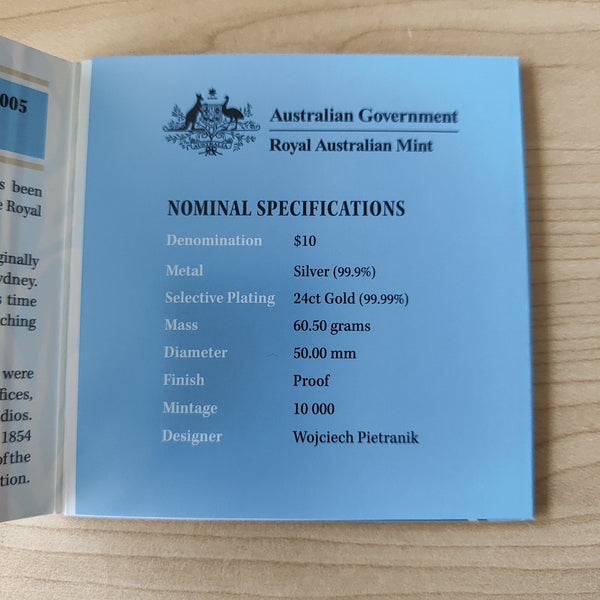 Australia 2005 Royal Australian Mint Subscription $10 Sydney Mint Sesquicentenary Silver Proof.